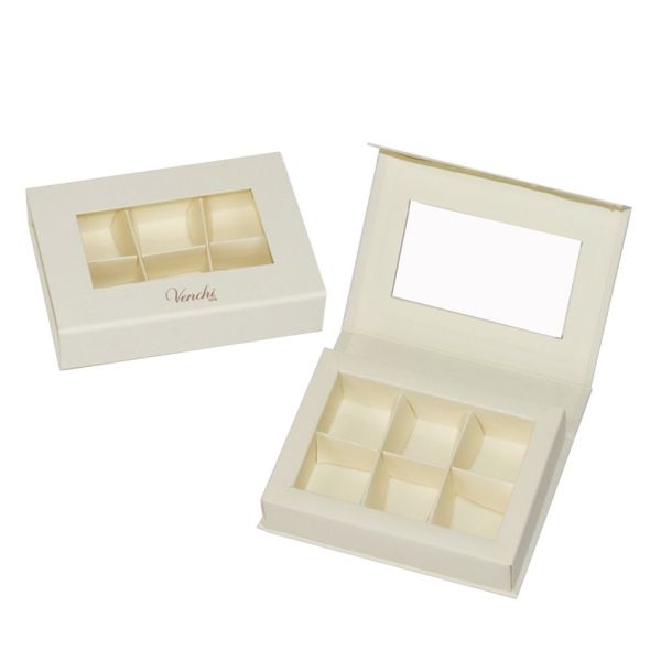 6 Cavities Beige Magnetic Chocolate Gift Packaging Boxes Food Grade