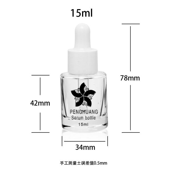 бутылка цилиндра 15ml круглая стеклянная с белой пластиковой капельницей