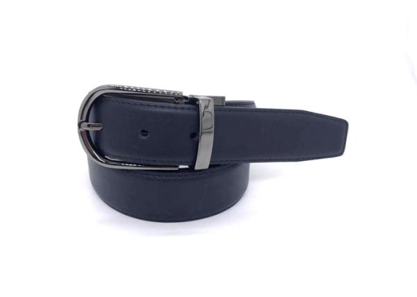 Simple Mens Reversible With 1.3 Wide Rotated Buckle / Genuine Leather Dress Belt