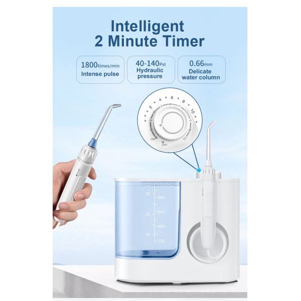 Countertop Oral Water Flosser Wireless With 6 Replacement Jet