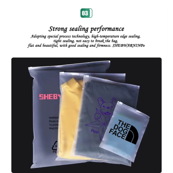Customized logo matte transparent zipper, zipper design for clothing bags, moisture-proof shoes and socks, intaglio printed surface