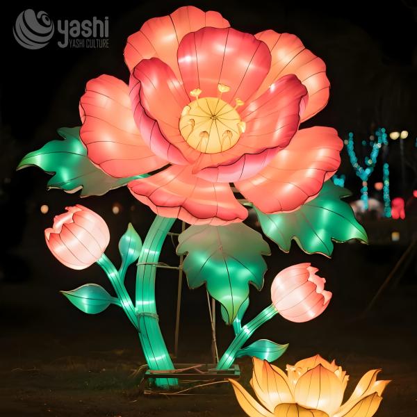 Traditional Chinese Peony Sculpture Outdoor Party Lanterns 110/220V