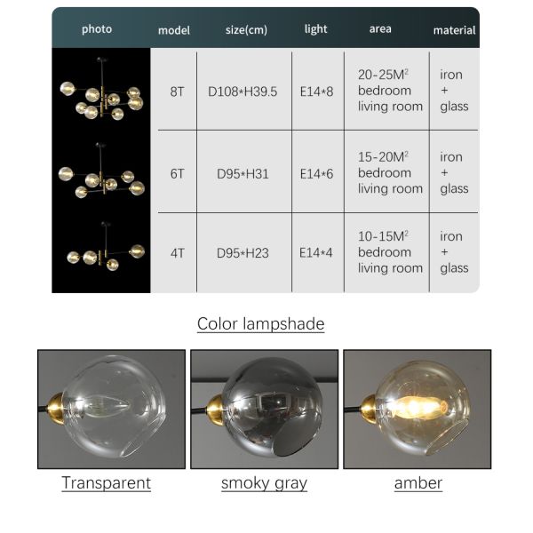 Nordic Glass Ball Chandelier Lighting For Dinning Room Bedroom Kitchen Modern stair chandelier(WH-MI-294)