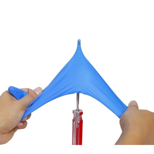 Голубая перчатка нитрила рассмотрения Dispsoable пудрит свободный 12 дюйма для медицинского использования