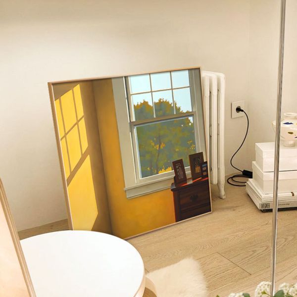 Modern Nordic Style Still Life Canvas Painting with Aluminum Frame and Sunshine Window