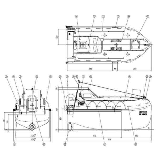 оборудование спасения жизни корабля спасательной шлюпки падения доказательства огня GRP 6.8m свободное