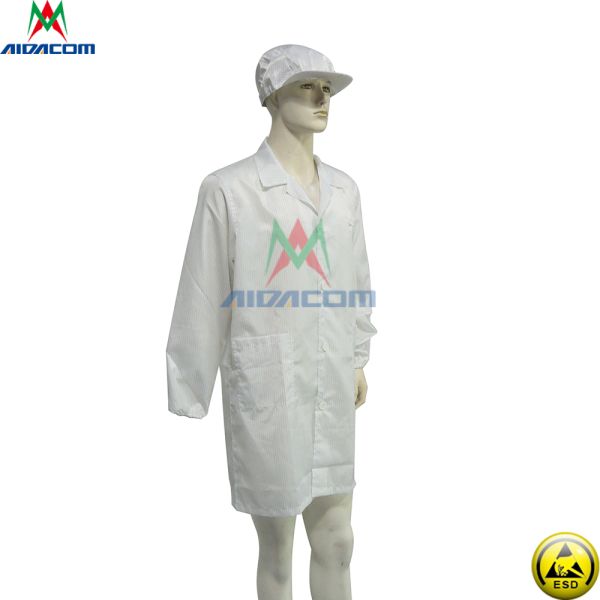Anti Bacteria 10e9 Ohm 50 Washings ESD Smock With Hood