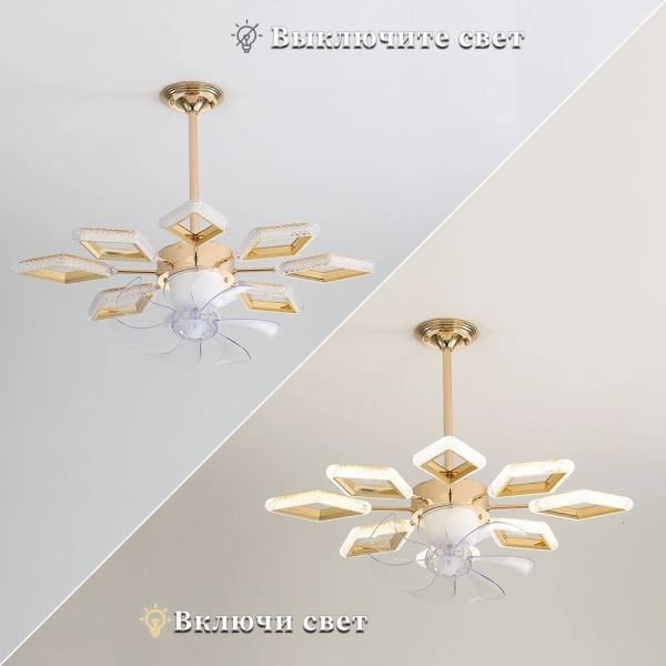 Dimmable Luxury Dinning Room LIving Room Chandelier Fan Crystal Led Ceiling Fan Lamp with Light (WH-CLL-67)