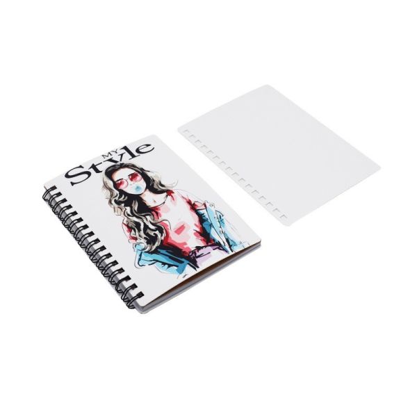Cuaderno de espiral de sublimación PET en blanco para impresión a doble cara, cuaderno de bricolaje con encuadernación en espiral personalizada