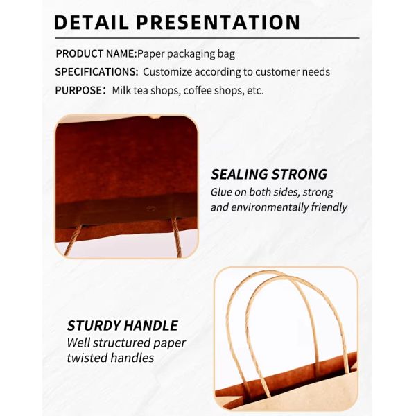 Luxury Brown Kraft Paper Bags Valentine's Day Limited Edition Custom Gift Bags with logo Hard Takeout Coffee Bag for Party Favor