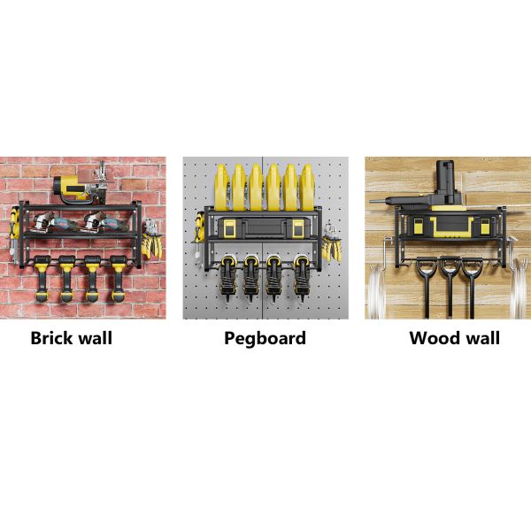 Estante de herramientas de perforación eléctrica Tipo de plástico de 4 capas Organizador de herramientas eléctricas Montaje de pared