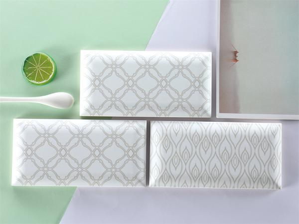 White Glossy Ceramic Wall Tiles 75x152mm for Kitchen Bathroom