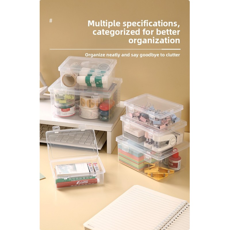Hot Selling Minimalist Household Desktop Rectangle Dust-Proof Transparent Clear Plastic Storage Box for Sundries