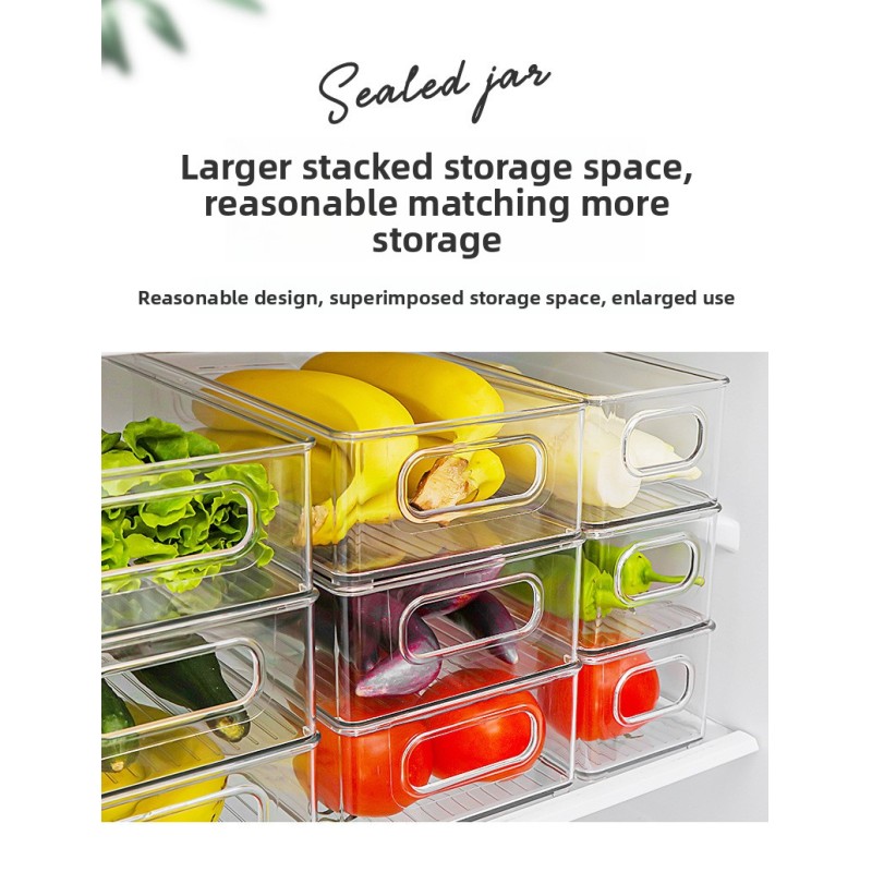 Hot Selling Modern Design Plastic Kitchen Drawer Refrigerator Organizer Food Storage Container with Handle