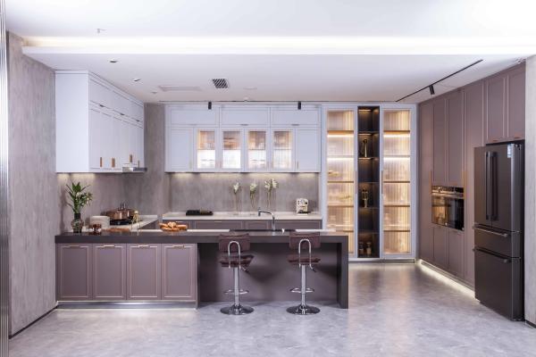 - Armoires de cuisine découpées - Île - Entrepôt en verre