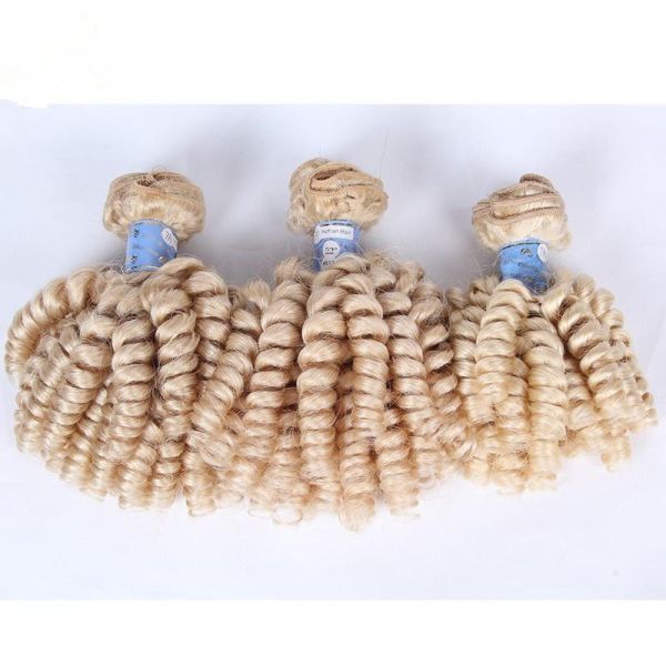 Blonde Aunty Funmi Human Hair Extensions  #613 Platinum Blonde Virgin Russian Romance Curls Funmi Human Hair Weave