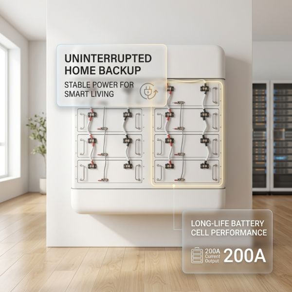51.2V 100AH Wall-Mounted LiFePO4 Battery 5.12kWh Home Energy Storage System with Smart BMS Bluetooth