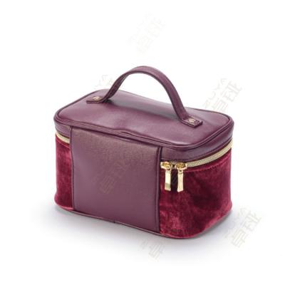 Concevez le cuir en fonction du client d'unité centrale de sac de maquillage de voyage de caisse cosmétique de velours