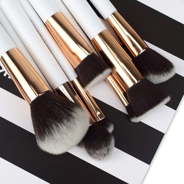 Nylon Hair 9PCS Face Makeup Brush Set Foundation Rose Gold Color