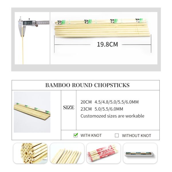 Sustainable Household 5.0mm Disposable Bamboo Chopsticks