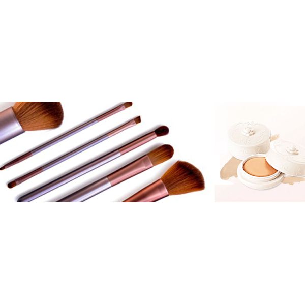 Travel Buffer Bronzer Flat Top Makeup Brush , Eco Bamboo Makeup Brushes