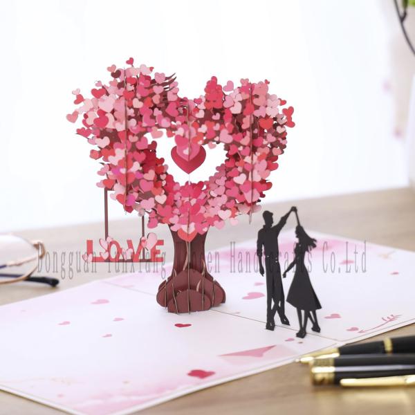 Handmade Heart Card Pop Up 3D Heart Flower Card Romantic Love Letter Greeting Anniversary Wedding Valentine Birthday Gift Card