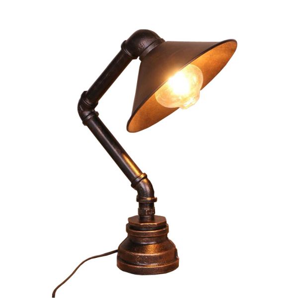 Industrial steam punk study light 110V 220V switching e27 table light water pipe iron desk table Lamp(WH-VTB-28)