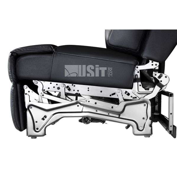Contemporary Theater Seating Black Leather Soft Upholstery Recliner For Softness And Durability
