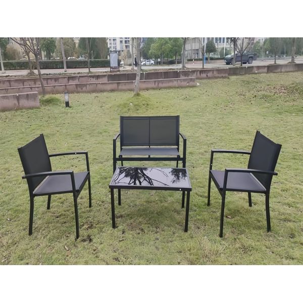4 PCS Bistro Table And Chairs Rattan Outdoor Casual Chairs Side Table Balcony