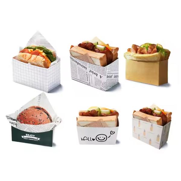 En gros Emballage de hamburgers en papier de qualité alimentaire Boîte à emporter de hamburgers sandwich fast food