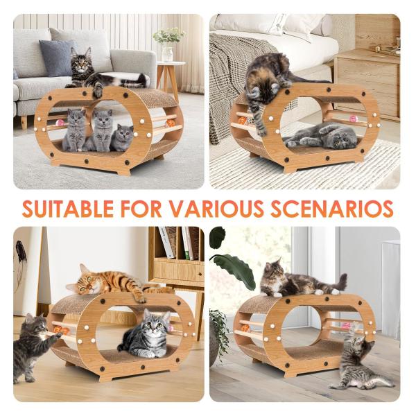 Large Scratcher Bed with Ball Toy - Cat Scratching Cardboard,100% Recycled Paper Cat Scratchers for Indoor