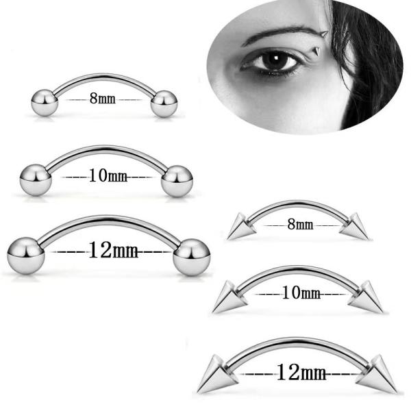 16G Polished Titanium Eyebrow Jewelry Gemmed Rail Eyebrow Clicker