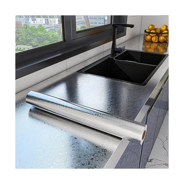 Kitchen Backsplash Stickers Self Adhesive Aluminum Foil Film Waterproof Stove Wallpaper