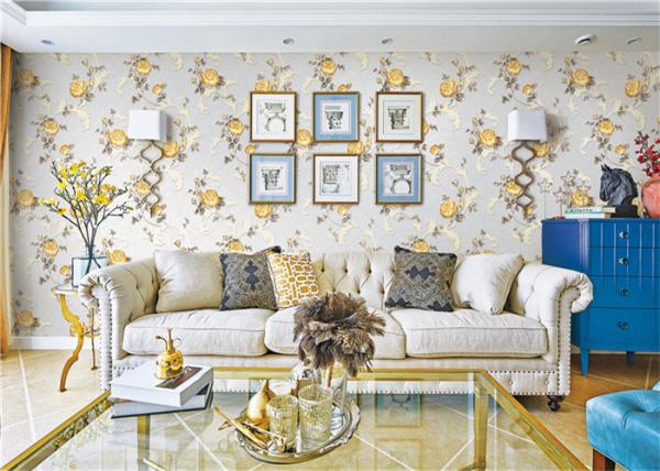 Removable Indoor Non Woven Wallcovering For Bedroom Walls , Flower Design