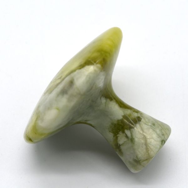 Polished Natural Jade Stone Massage Kit featuring Mushroom Shaped Green Aventurine and Black Obsidian Stones for Gua Sha