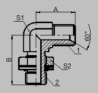 90 Degree Elbow BSP Male Hydraulic Flare Fittings 60° Seat With Adjustable Lock Nut