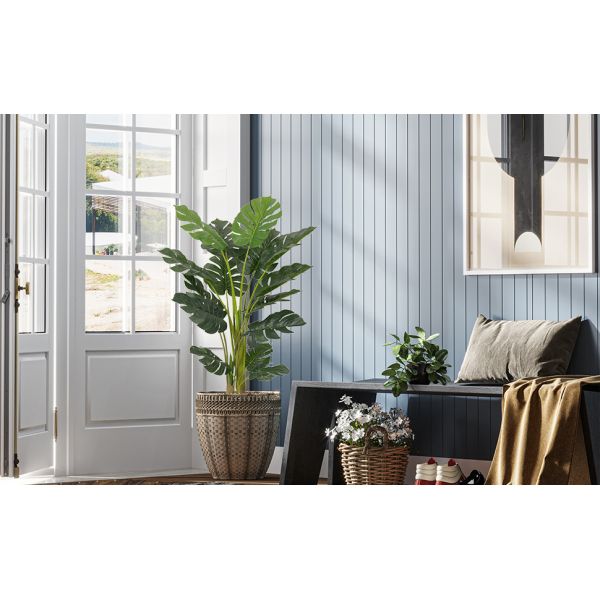 Artificial Monstera Deliciosa Plant, 5ft Potted Faux Tree with 15 Verdant Fake Leaves, Swiss Cheese Plant for Home