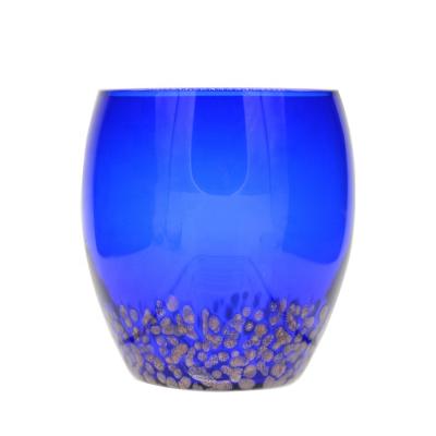 Rocha azul Dots Crystal Wine Glass dourado de Handblowned