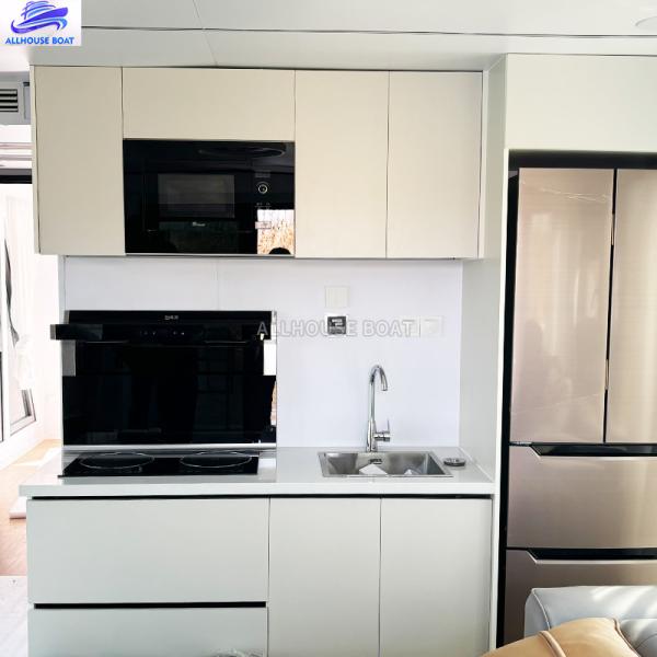 Double Deck Aluminum House Boat Custom Size Pontoon Style Party Houseboat