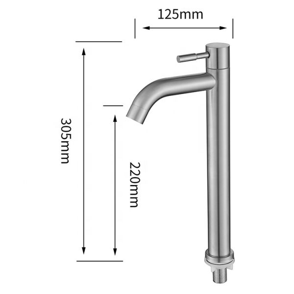 Single Handle Controls Cold Water Modern Designs Stainless Steel Basin Faucet for Bathroom