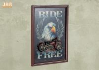 El MDF vertical de las placas de madera de la pared de la decoración de la pared de la motocicleta de la resina enmarcó la muestra del Pub de las muestras de la pared