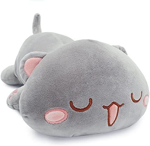 Onsoyours Kitten Cute Plush Toy 25.5  Animal de estimação recheado Kitty Anime Soft Cat Large Plush Pillow para crianças (Branco A, 25.5