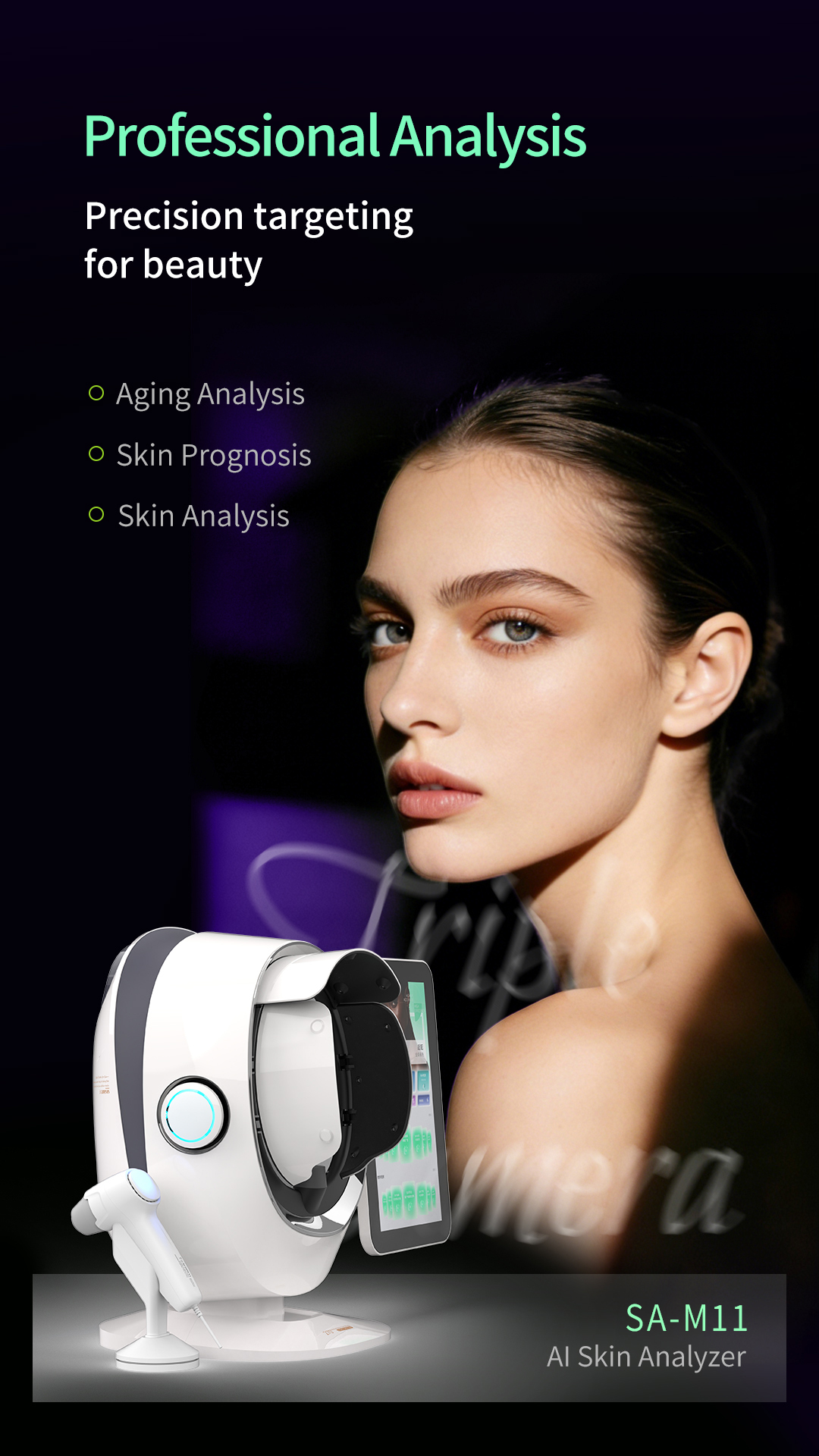 8 Spectral Imaging 18 Skin Indicators Facial Skin Analyzer with Handheld Microscope