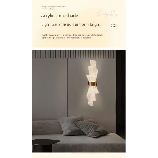 Senso avanzado de la antorcha Salón de fondo Pared lámpara de pared acrílica Delicado y hermoso dormitorio Lámparas de pared LED