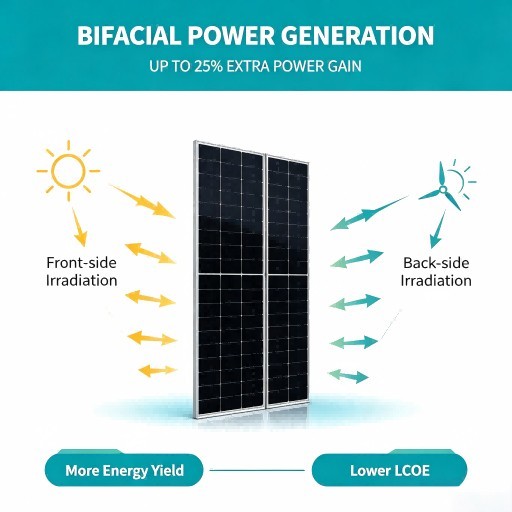 700-720W N-Type TOPCon Bifacial Double Glass Solar Panel 23.18% Efficiency 132 Half Cell