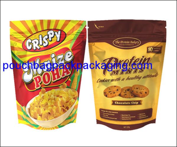 White printing stand up pouch, doypack with zip lock, stand up mylar bag for packaging
