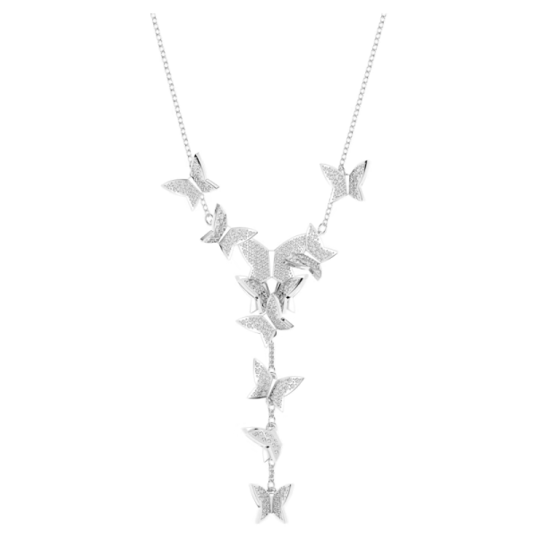 2025 Fashion Lilia Y Necklace Butterfly White Blue Rose Gold-tone Rhodium Plated Necklace