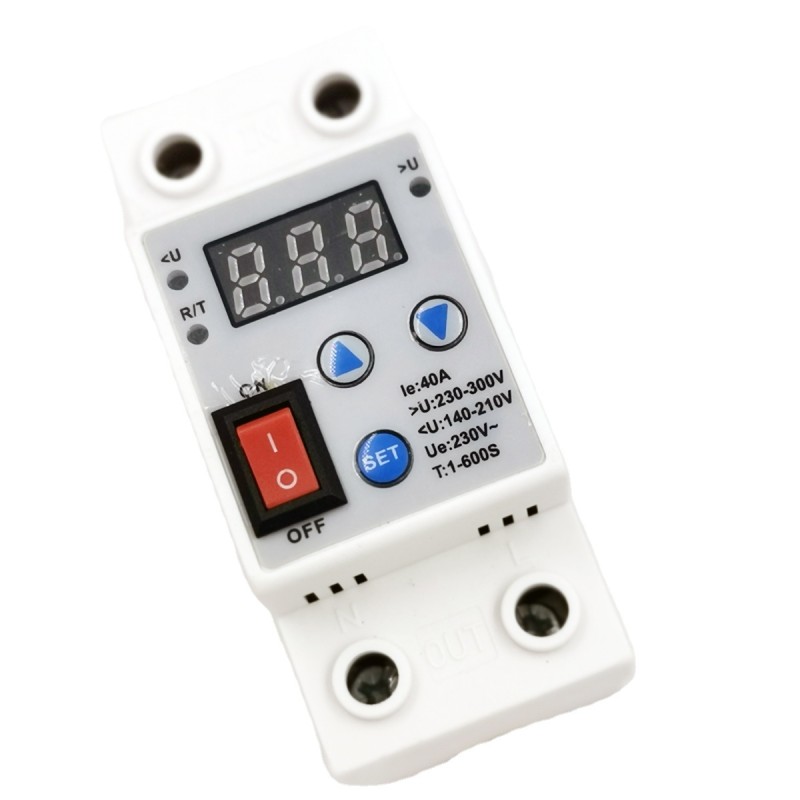 230V 40A Din Rail Adjustable Over Under LED Display Voltage Protector Relay Switch Single Phase AC 220V Output SVC CE Certified