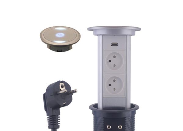16A 250V Motorized Pop Up Socket , Cylindrical Pop Up Sockets For Kitchen Worktops