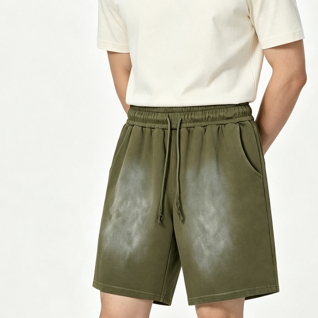 Gradient Washed Sports Sweat Shorts 360GSM Elastic Waist Shorts